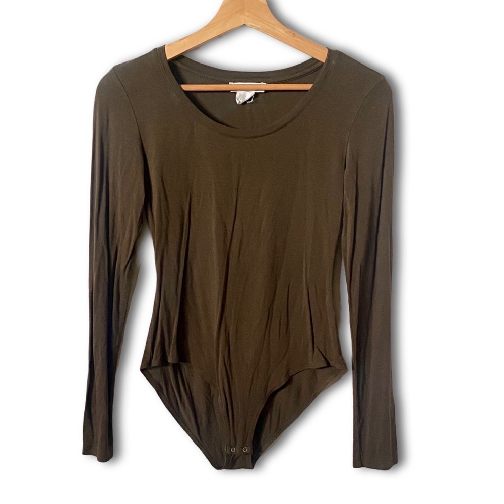 Forever 21 Long-Sleeve Olive Green Bodysuit